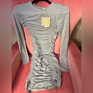 Michael Kors grey runched side long sleeve dress brand new with tags